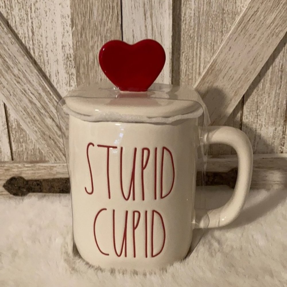 Rae Dunn  Stupid Cupid Mug with Topper